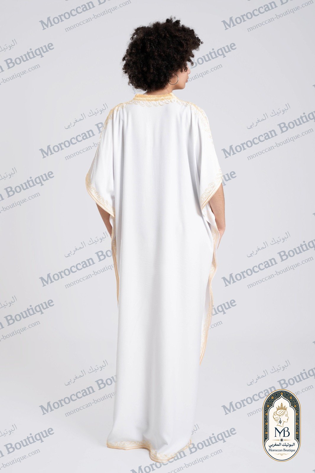 جلابية مغربية فاخرة - أبيض angle 3
