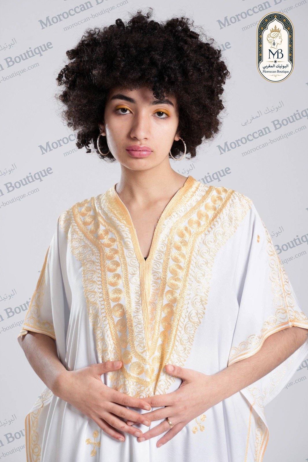 جلابية مغربية فاخرة - أبيض angle 4